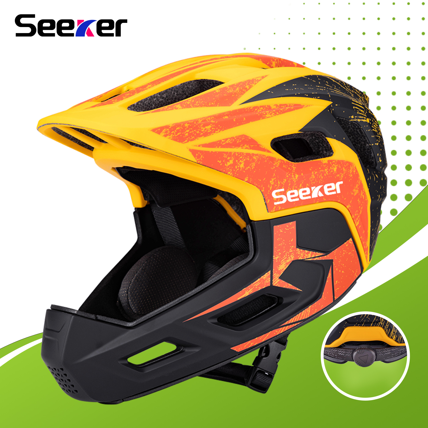 Mountain Biking Full Face Helmet - UMUSEEKER children's full-face helmet, mountain bike